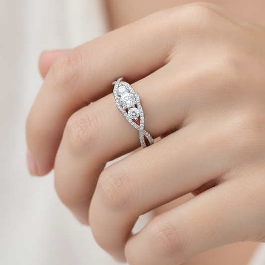 The Dashing Three Stone Ring - Fourteen