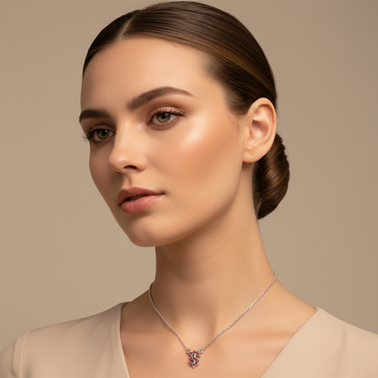 Ruby Dollar Sign Pendant Necklace - Two