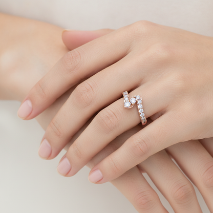 Entrawlling Diamond Ring In 925 Sterling Silver - Fourteen