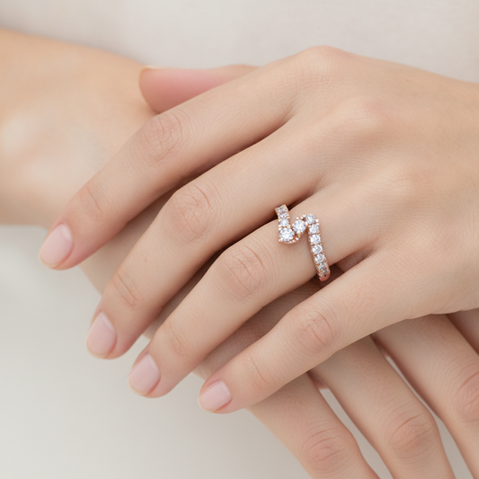 Entrawlling Diamond Ring In 925 Sterling Silver - Fourteen