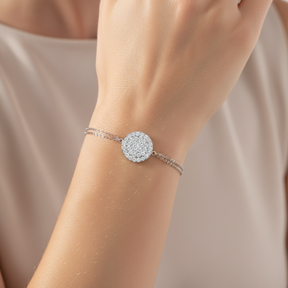 Pav Diamond Circle Disc Bracelet - Eight