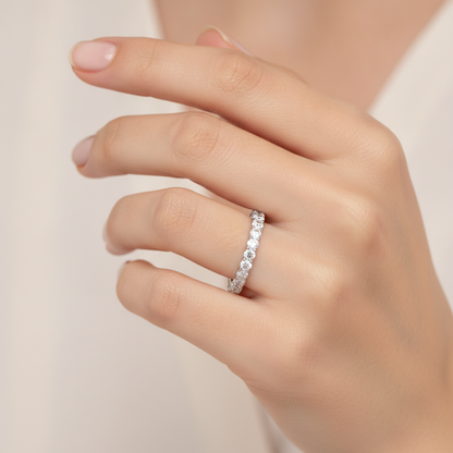 Elite Eternity Band In 925 Sterling Silver - Fourteen