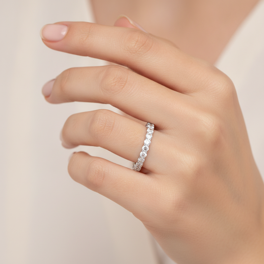 Elite Eternity Band In 925 Sterling Silver - Fourteen