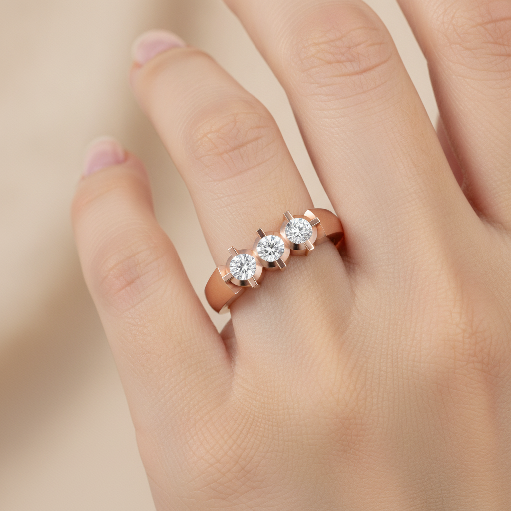 Gorgeous Gems Tri Stone Ring In 925 Sterling Silver - Fourteen