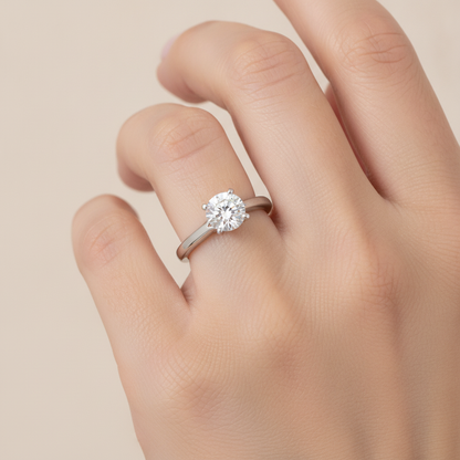 Naive Solitaire Ring In 925 Sterling Silver - Fourteen