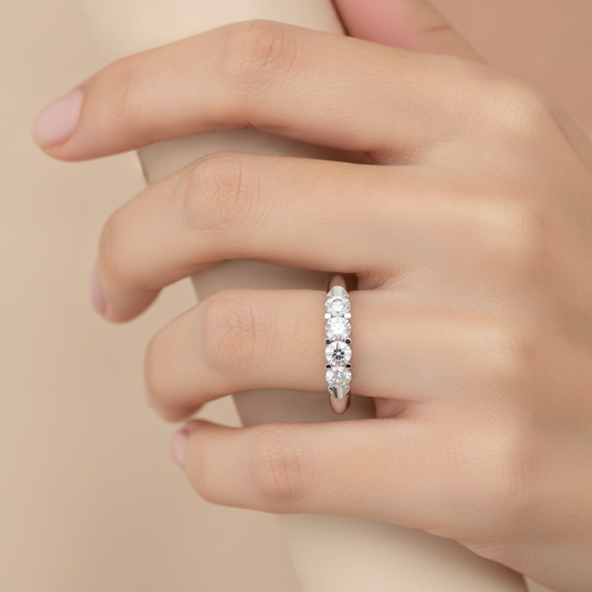 Joily Half Eternity Band In 925 Sterling Silver - Fourteen