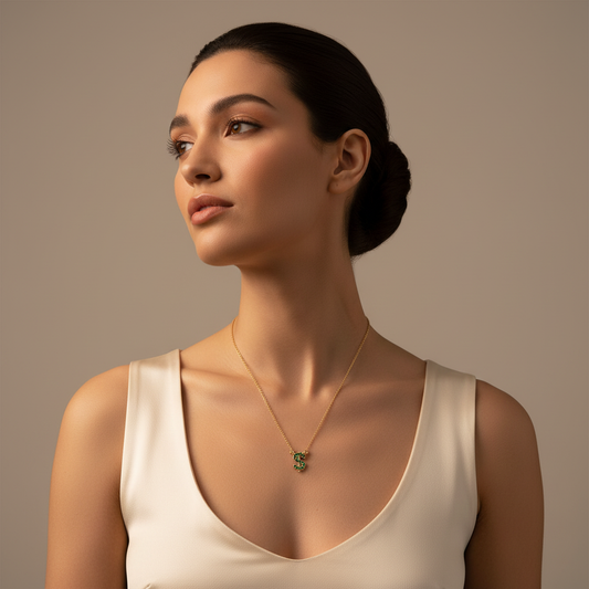 Emerald Dollar Sign Initial Pendant Necklace - Two