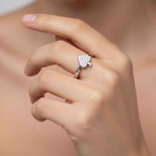 Pav Diamond Spade Stackable Ring - Two
