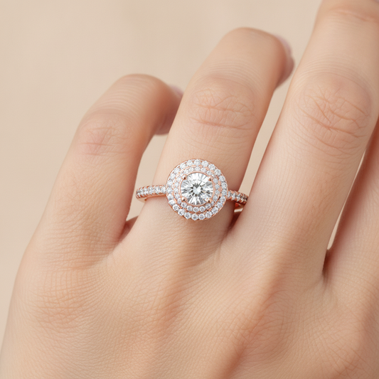 Dazz Halo Ring In 925 Sterling Silver - Fourteen