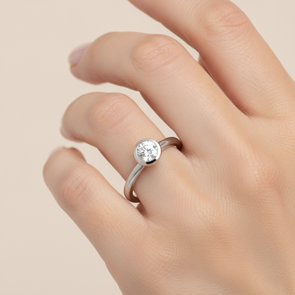 Riparian Solitaire Ring In 925 Sterling Silver - Fourteen