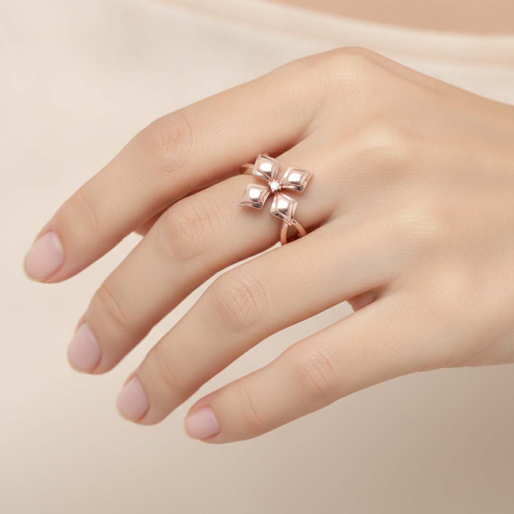 Blossom Loop Single Stone Ring In 925 Sterling Silver - Fourteen