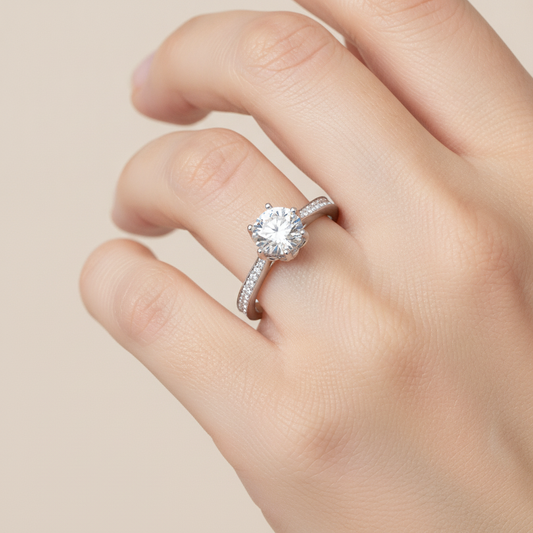 Seraglio Solitaire Ring In 925 Sterling Silver - Fourteen