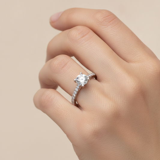 Cele Ocean Solitaire Ring In 925 Sterling Silver - Fourteen
