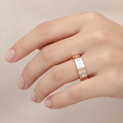Treves Broad Band Ring In 925 Sterling Silver - Fourteen