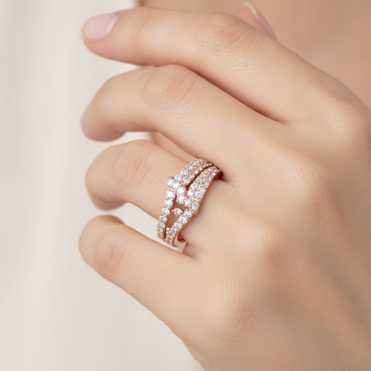 Starstuck Diamond Band In 925 Sterling Silver - Fourteen