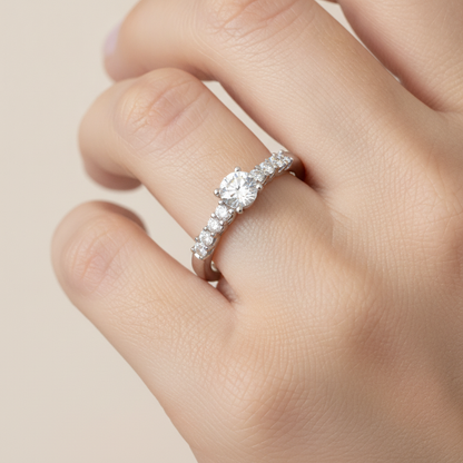 Pompous Solitaire Ring In 925 Sterling Silver - Fifteen