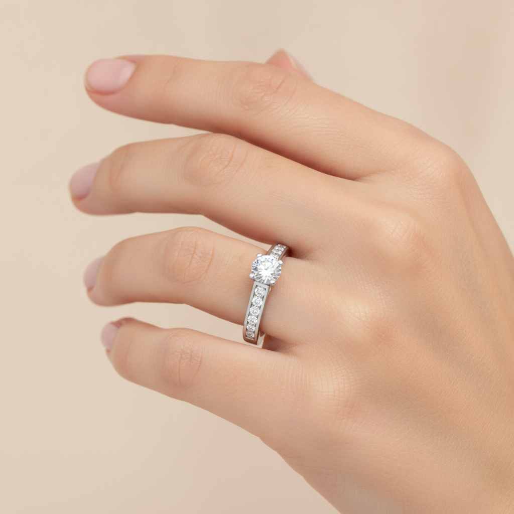 Alluring Solitaire Ring In 925 Sterling Silver - Fourteen