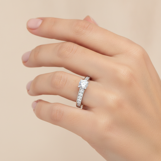 Alluring Solitaire Ring In 925 Sterling Silver - Fourteen