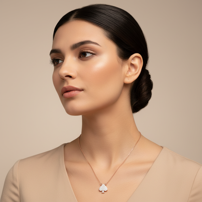 Pav Diamond Spade Pendant Necklace - Two