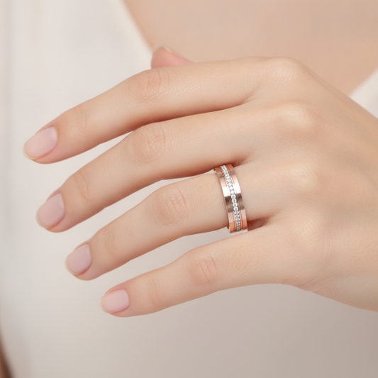 Superb Style Diamond Band In 925 Sterling Silver - Fourteen