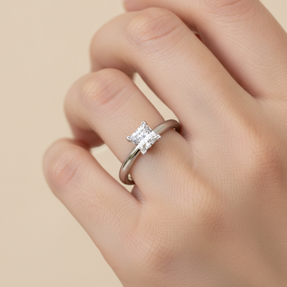 Queenly Engagement Ring In 925 Sterling Silver - Fourteen