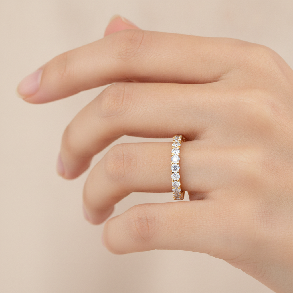 Estelle Full Eternity Ring In 925 Sterling Silver - Fourteen