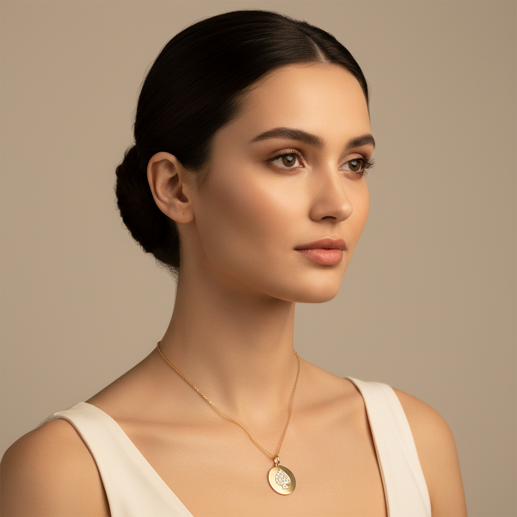 Pav Spade Disc Pendant Necklace - Two