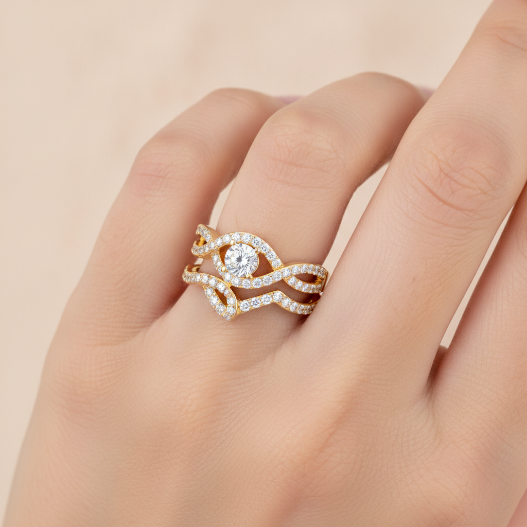 Tinkling Bridal Ring Set In 925 Sterling Silver - Fourteen