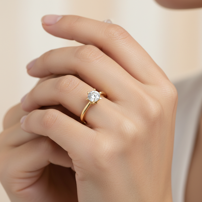 2 Ct. Classic Six Prong Solitaire Moissanite Engagement Ring In 925 Sterling Silver - Two