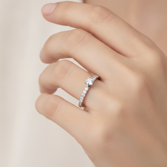 Tangled Solitaire Ring In 925 Sterling Silver - Fourteen