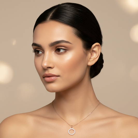 Rose Gold Diamond Letter O Initial Pendant Charm