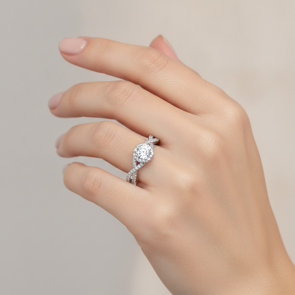 Anaranza Halo Ring In 925 Sterling Silver - Fourteen