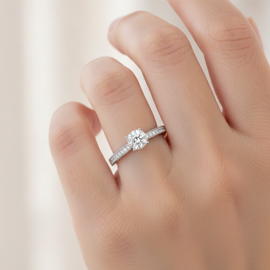 Beads Single Stone Ring In 925 Sterling Silver - Fourteen