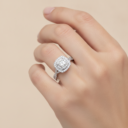 Cisting Bridal Ring Set In 925 Sterling Silver - Fourteen