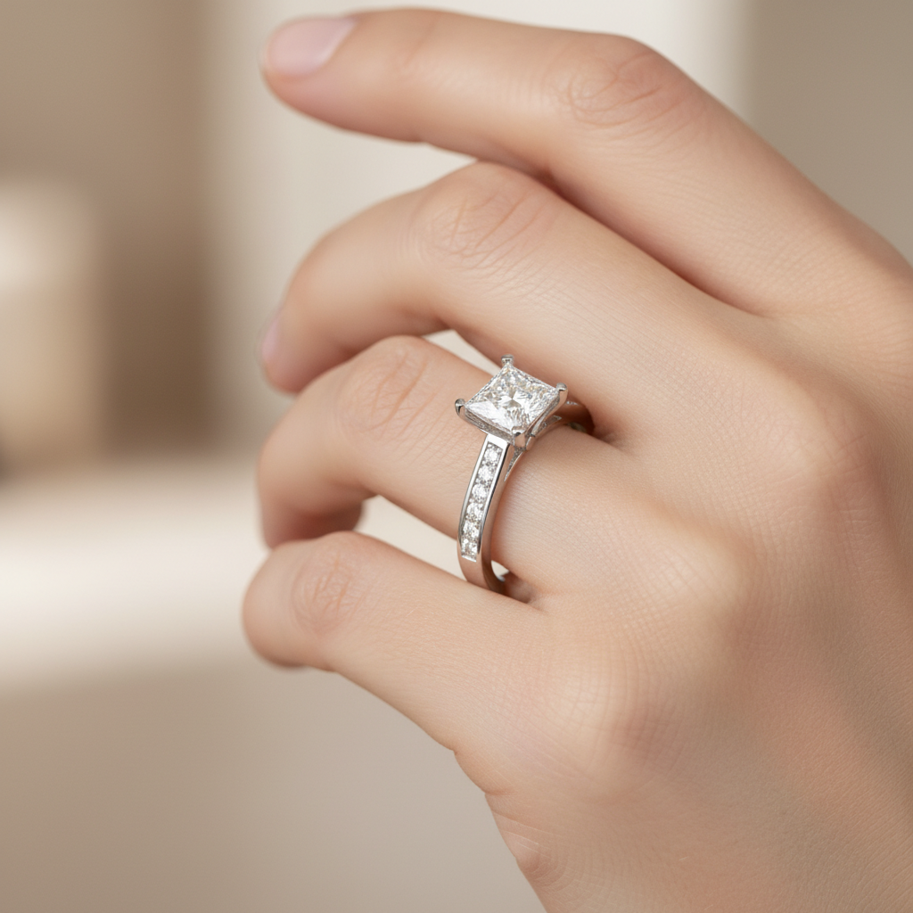 White Gold Princess Diamond Wedding Ring