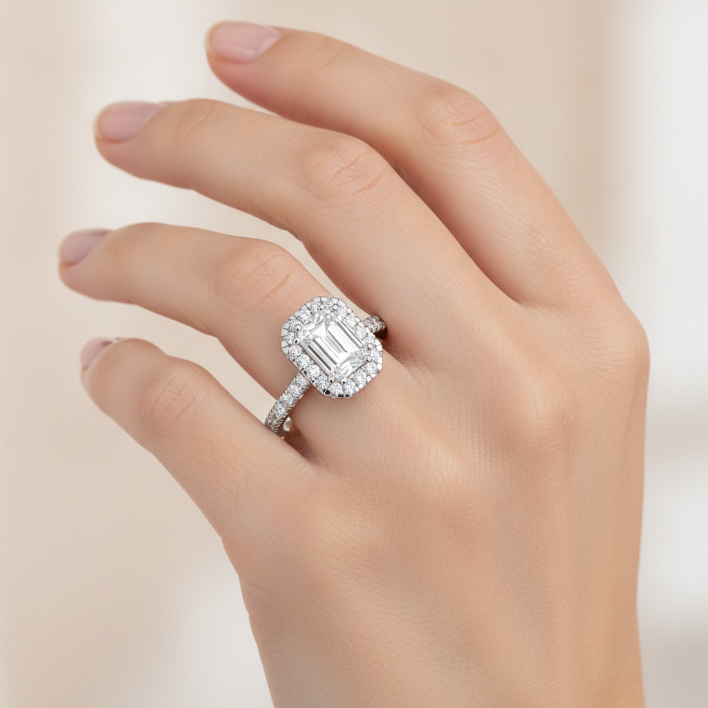 Extraordinary Diamond Halo Engagement Ring - Fifteen