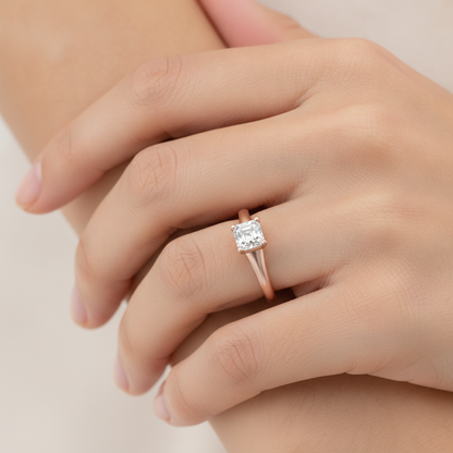 Fashion Forward Solitaire Ring In 925 Sterling Silver - Fourteen