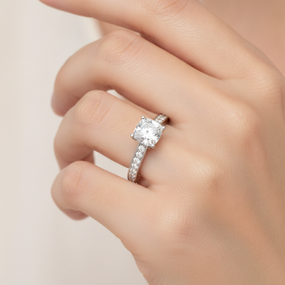 Blazing Solitaire Ring In 925 Sterling Silver - Fourteen