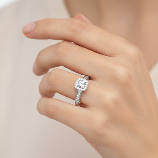 The Impeccable Halo Ring In 925 Sterling Silver - Fourteen