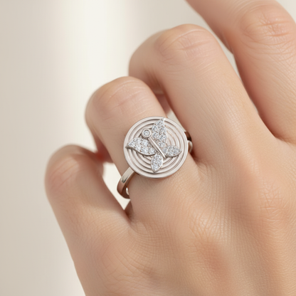 Butterfly Diamond Ring With Concentric Circle Design - Two