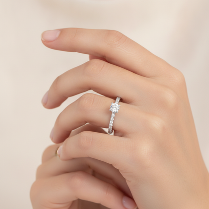 Sparkle Solitaire Ring In 925 Sterling Silver - Fourteen