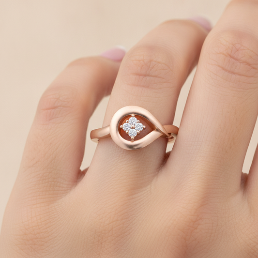 Glowing Droplet Ring In 925 Sterling Silver - Fourteen