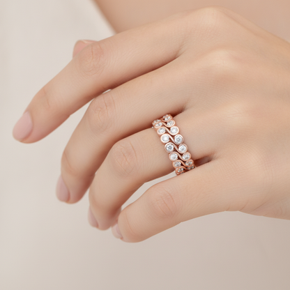 Jacinthe Diamond Band In 925 Sterling Silver - Fourteen