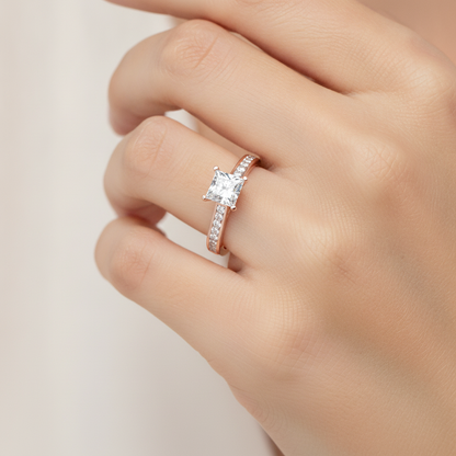 Statuesque Solitaire Ring In 925 Sterling Silver - Fourteen