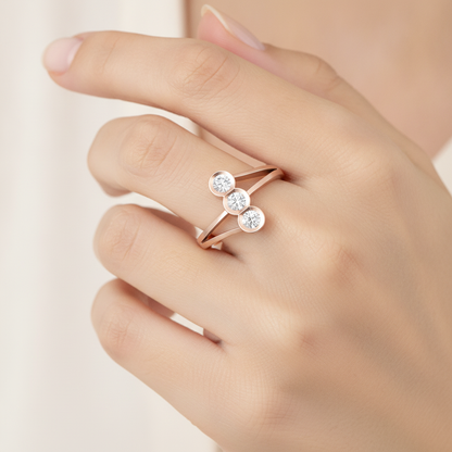 Cherry Glossy Tri Stone Ring - Fourteen