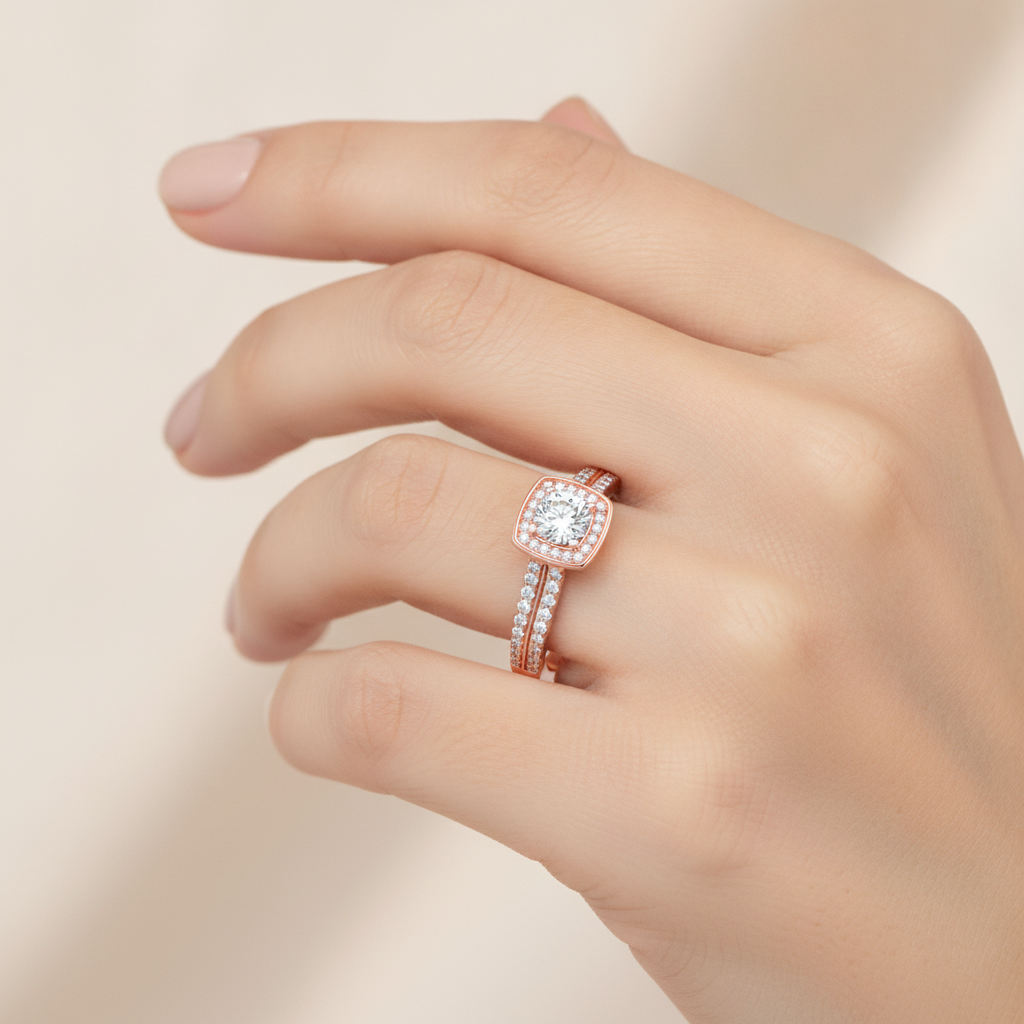 Elated Halo Ring In 925 Sterling Silver - Fourteen