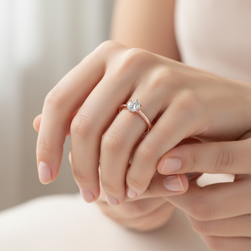 1 Ct Round Moissanite Cathedral Solitaire Engagement Ring in 925 Sterling Silver