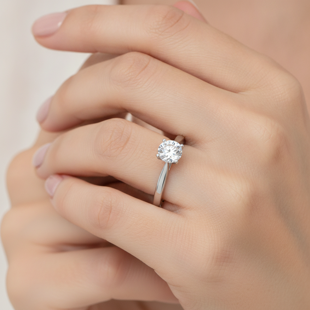 The Assertive Engagement Ring In 925 Sterling Silver - Fourteen