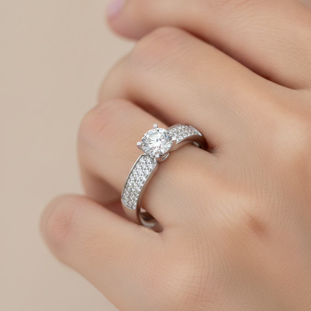 The Sweet Looking Solitaire Ring In 925 Sterling Silver - Fourteen