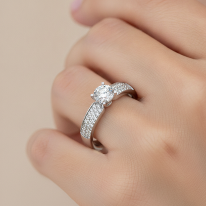 The Sweet Looking Solitaire Ring In 925 Sterling Silver - Fourteen